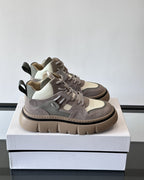 Givenchy - Grey & Beige Suede and Leather High-Top Sneakers with Chunky Sole