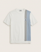 Hermès - White Knit T-Shirt with Grey Stripe & "H" Logo