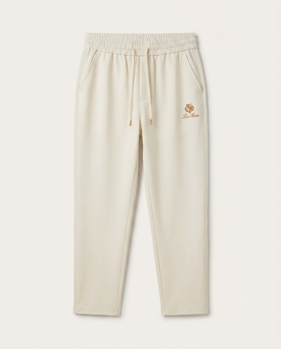 Loro Piana - Cream Drawstring Track Pants with Embroidered Logo