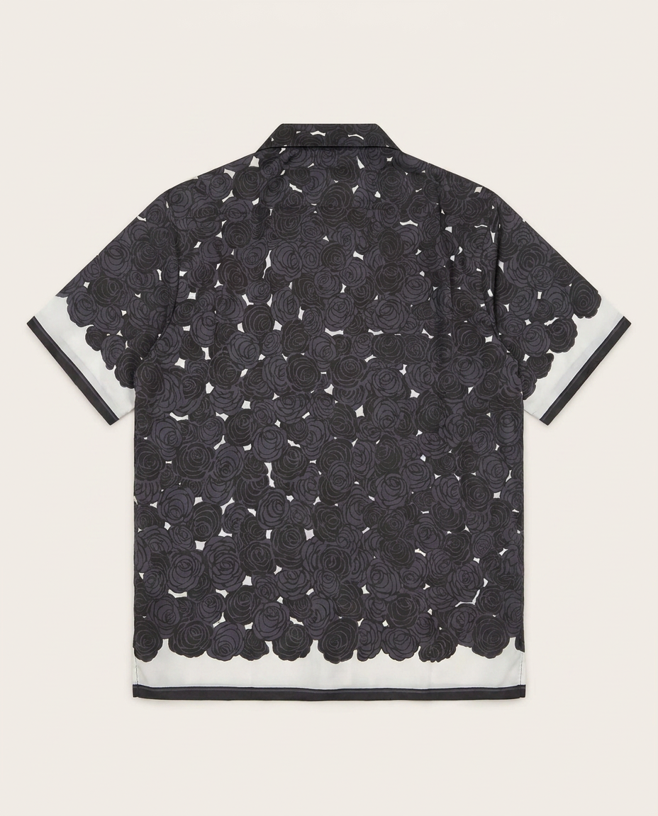 Givenchy - Rose Monogram Short-Sleeve Silk Shirt