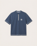 Loewe - Navy Zip Polo T-Shirt with Anagram Logo & Contrast Stitching