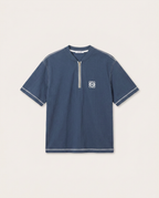 Loewe - Navy Zip Polo T-Shirt with Anagram Logo & Contrast Stitching