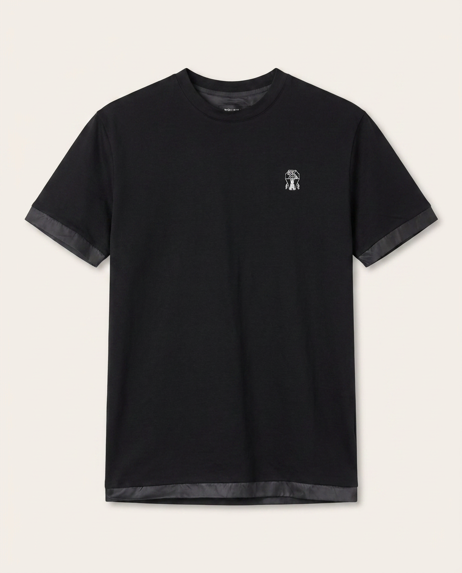 Brunello Cucinelli - Black Layered T-Shirt with Chest Monogram