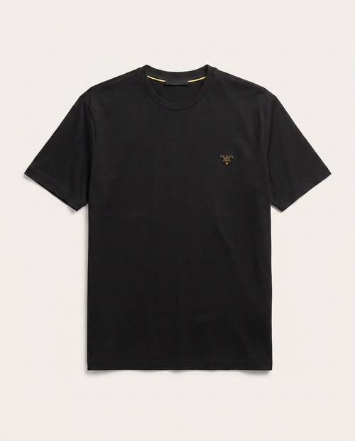 Prada - Gold Embroidered Logo Cotton T-Shirt – Lebsak