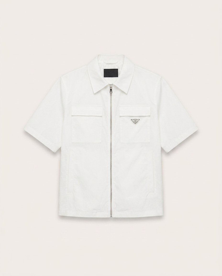 Prada - White Full-Zip Short Sleeve Utility Shirt