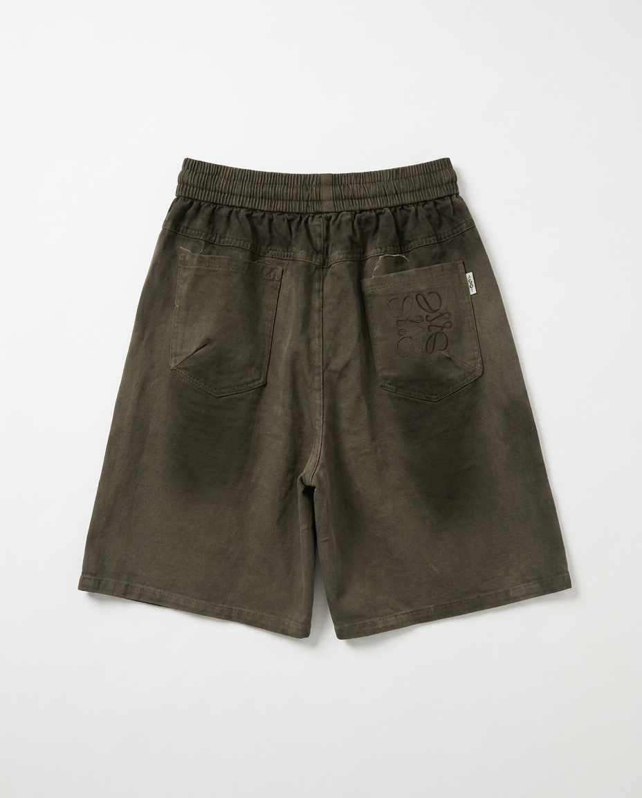 Loewe - Distressed Cargo Sweat Shorts (Washed Olive)