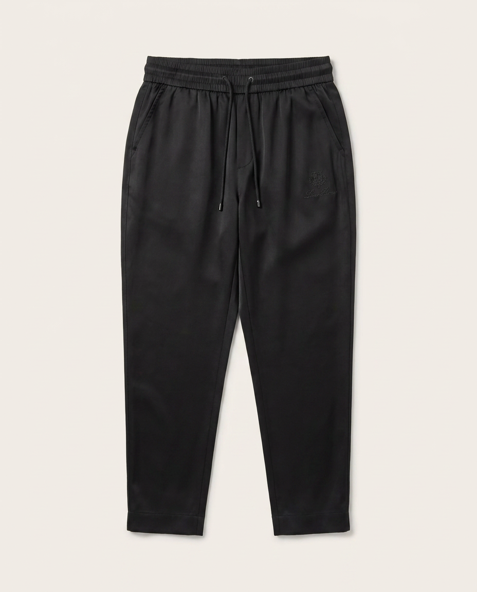 Loro Piana - Black Silk Blend Drawstring Trousers