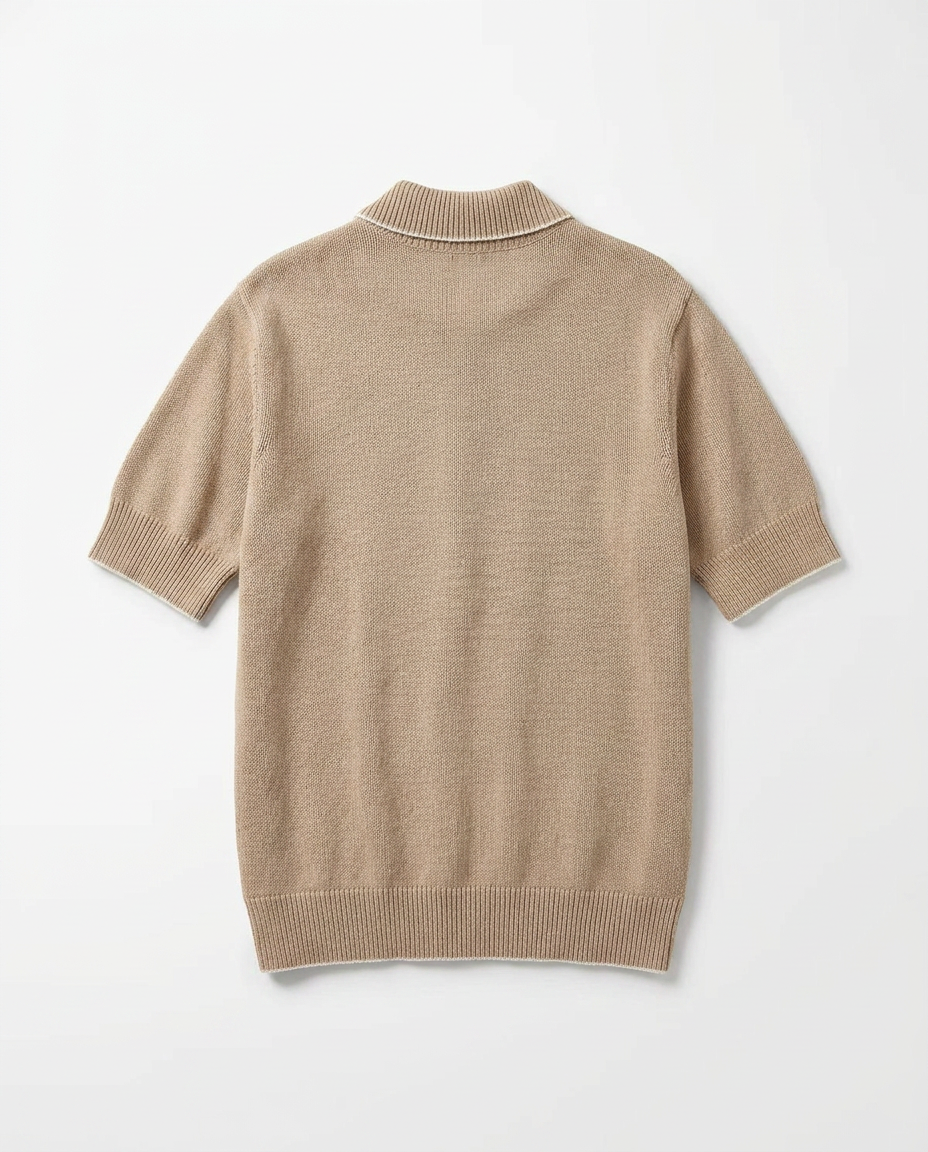 Balmain - Crest Embroidered Knit Polo Shirt (Camel Beige)