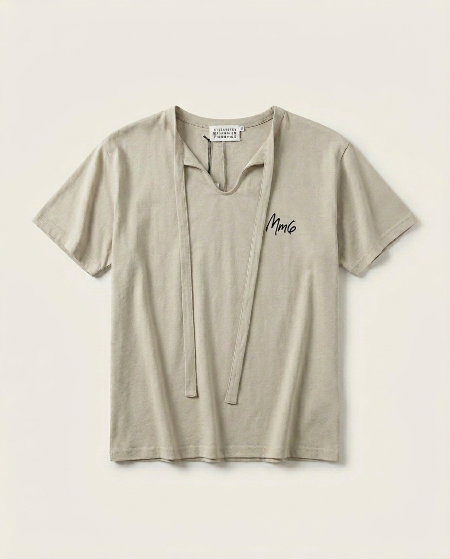 Maison Margiela - MM6 Scarf-Detail Cotton Jersey T-Shirt