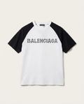 Balenciaga - White & Black Raglan T-Shirt with Studded Logo
