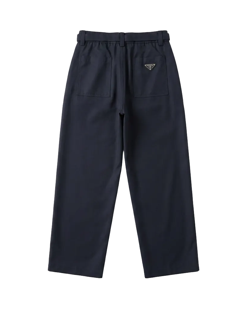 Prada - Belted Buckle Tapered Technical Trousers (Graphite Black)