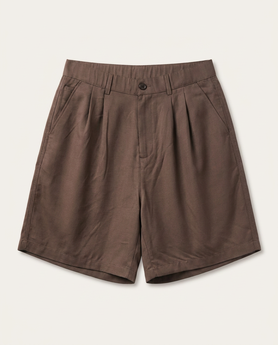 Prada - Brown Pleated High-Waist Shorts