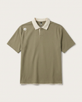 Descente - Olive Green Polo Shirt with Ribbed Collar