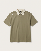 Descente - Olive Green Polo Shirt with Ribbed Collar