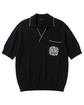 Balmain - Crest Embroidered Knit Polo Shirt (Onyx Black)