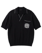 Balmain - Crest Embroidered Knit Polo Shirt (Onyx Black)