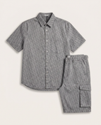 Dior - Grey Oblique Print Short Sleeve Shirt & Cargo Shorts Set