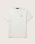 Loro Piana - Cream T-Shirt with Embroidered Logo and Contrast Stripes