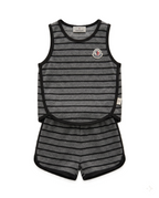Moncler Kids - Grey & Black Striped Two-Piece Tank Top and Shorts Set