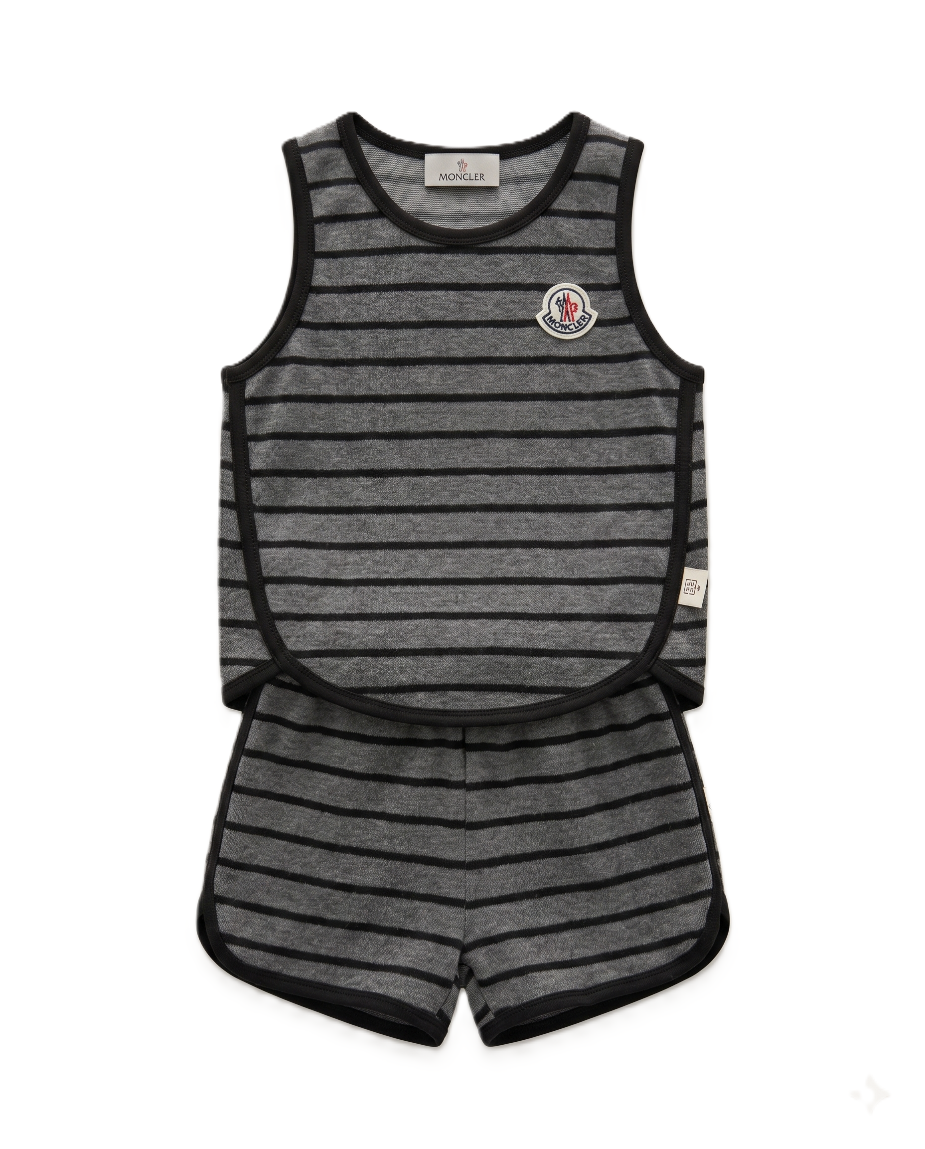 Moncler Kids - Grey & Black Striped Two-Piece Tank Top and Shorts Set