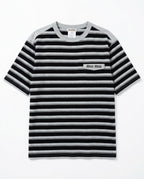 Miu Miu - Black and Gray Striped T-Shirt