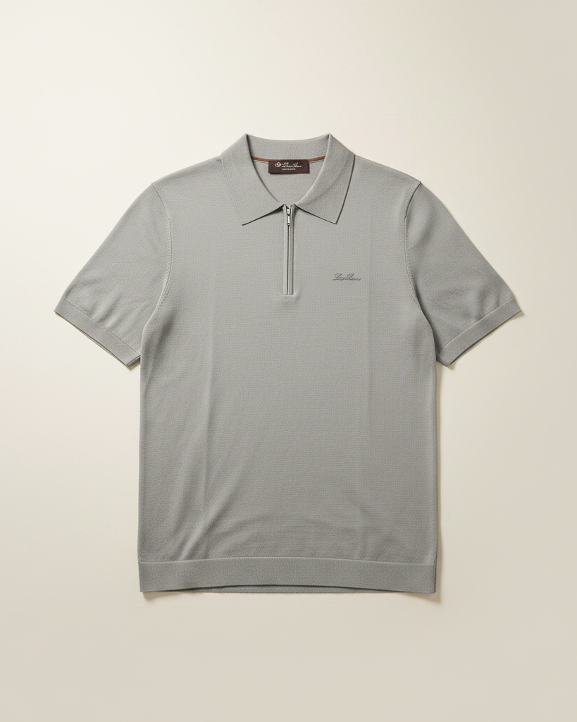 Loro Piana - Cotton and Silk Knit Half-Zip Polo Shirt in Sage Green