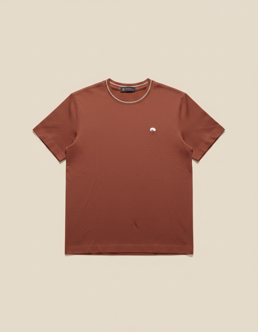 Loro Piana - Cotton Jersey T-Shirt with Embroidered Motif in Russet Brown