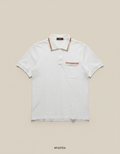 ZEGNA - Cotton Piqué Polo Shirt with Striped Logo Trim in Optic White