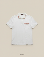 ZEGNA - Cotton Piqué Polo Shirt with Striped Logo Trim in Optic White
