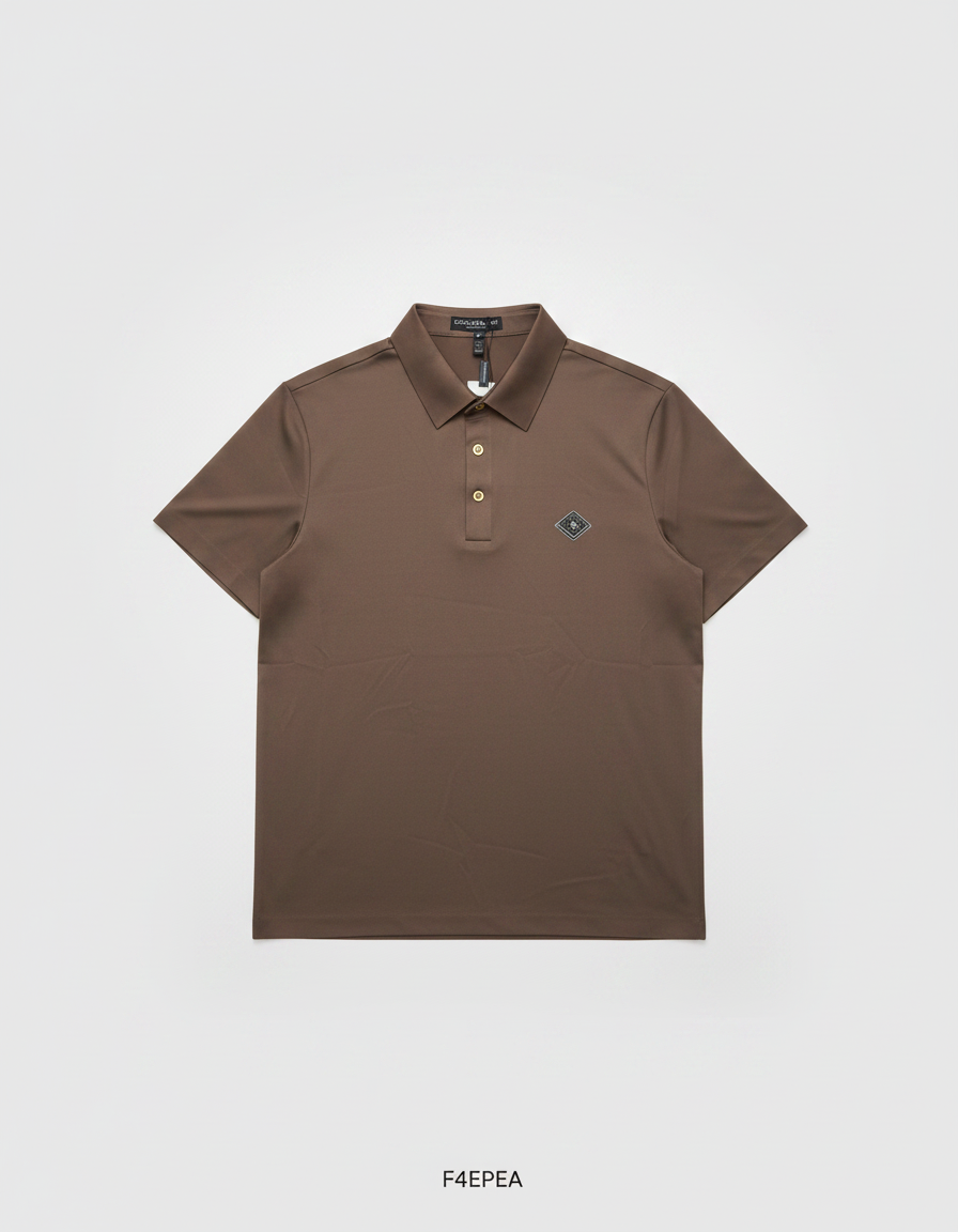 Dolce & Gabbana - Gold-Tone Logo Patch Polo Shirt in Espresso Brown
