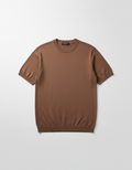 Loro Piana - Cotton and Silk Blend Knit Crewneck T-Shirt in Chestnut Brown
