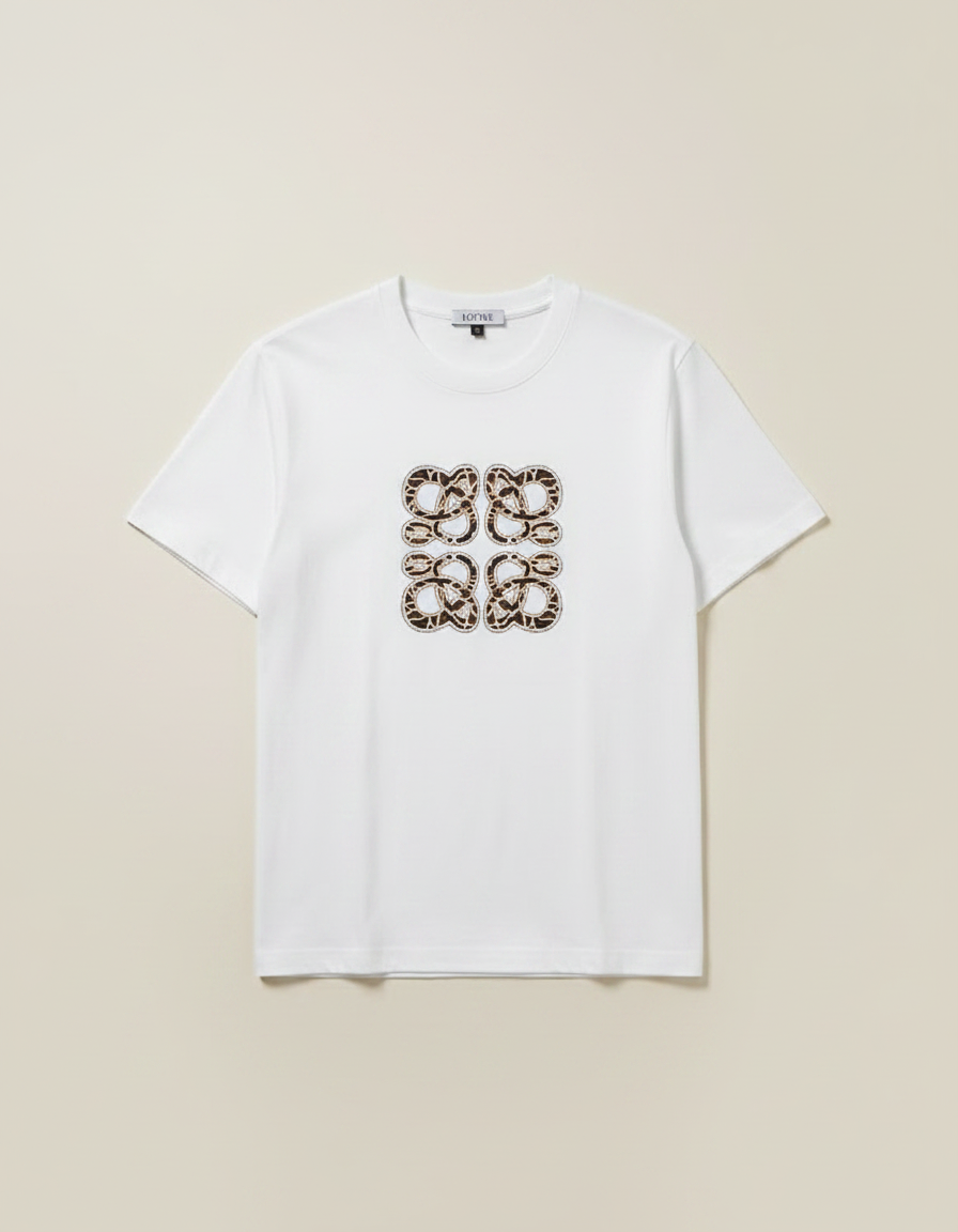 LOEWE - Anagram Embroidered Cotton T-Shirt in White/Multi