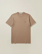 Brunello Cucinelli - Ribbed Cotton-Silk Knit T-Shirt in Sand