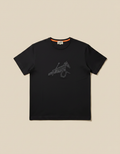 Hermès - Embroidered Leather Equestrian Motif T-Shirt in Black Cotton