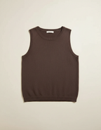 ANTESH - Ribbed Cotton-Cashmere Blend Knit Vest in Espresso Brown