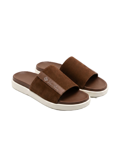 ✧Loro✧Piana✧ スエードスライドサンダル ブラウン 38 Loro Piana - Suede Leather Slide Sandals – Lebsak