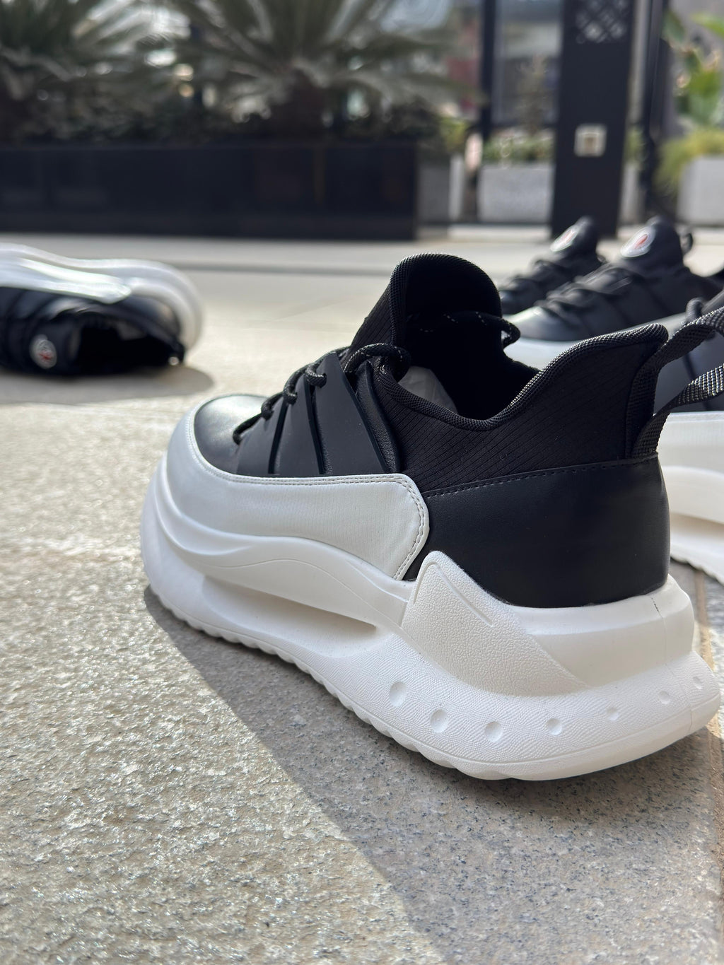 Moncler - Black & White Satin-Panel Chunky Sneakers