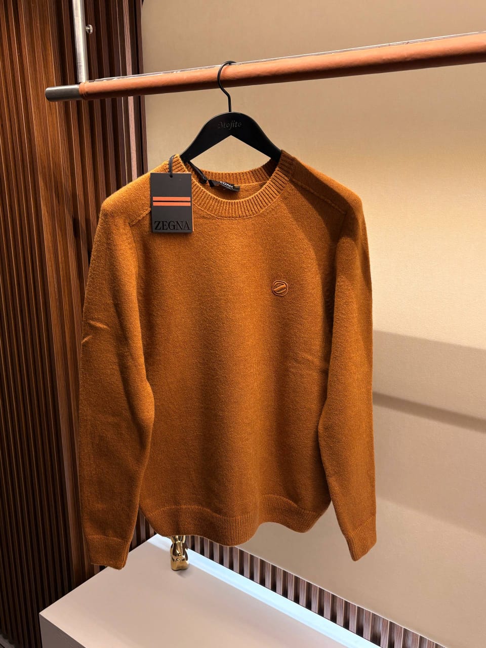 Zegna - Burnt Orange Knit Crewneck Sweater