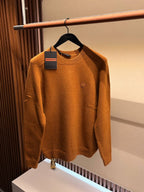 Zegna - Burnt Orange Knit Crewneck Sweater
