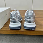 Emporio Armani - Silver Mesh & Leather Low-Top Sneakers