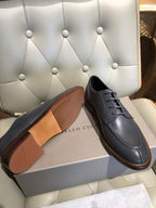 Brunello Cucinelli - Slate Grey Leather Split-Toe Derby Shoes