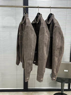 Thom Browne - Contrast Stitch Suede Shirt Jacket - Brown
