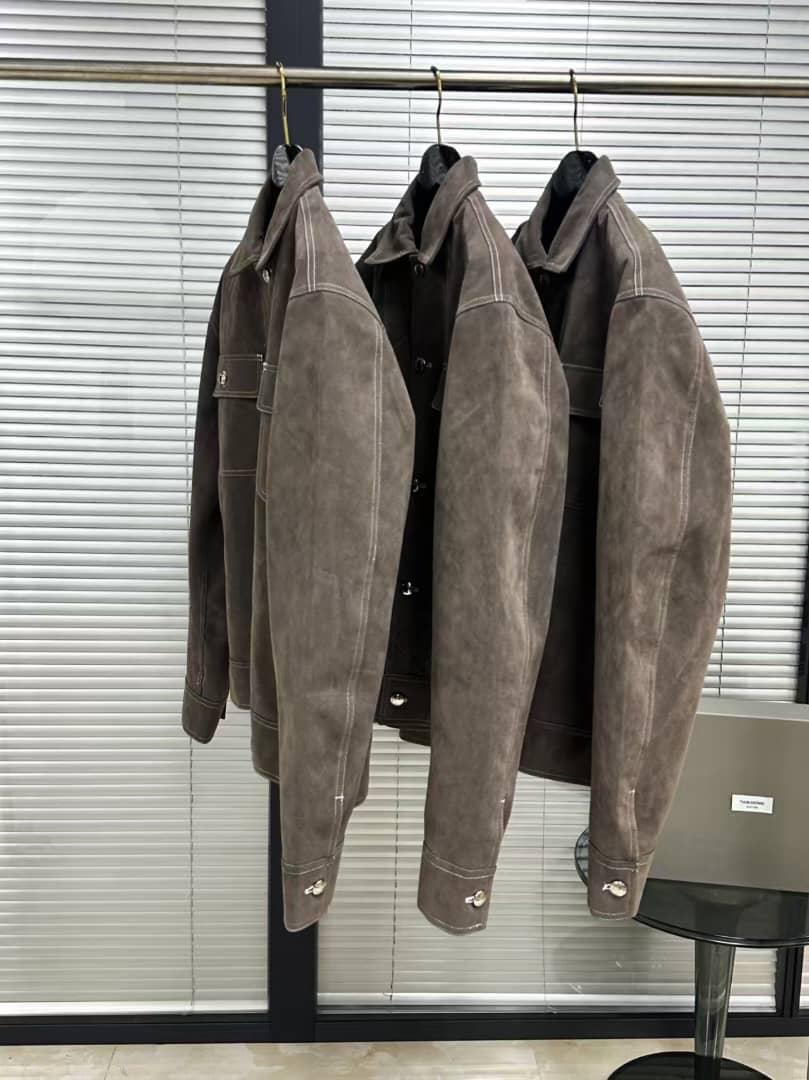 Thom Browne - Contrast Stitch Suede Shirt Jacket - Brown