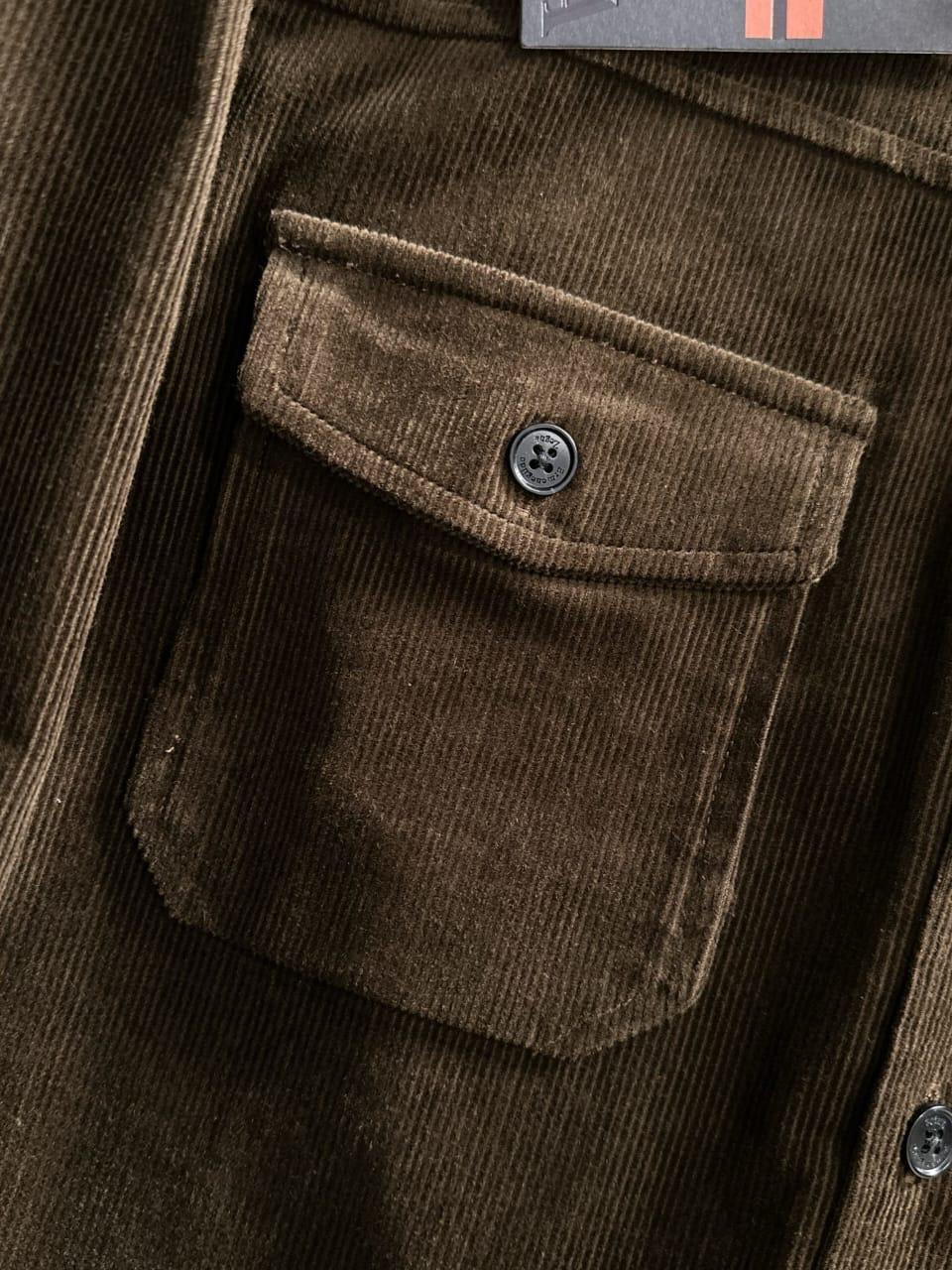 ZEGNA Men's Brown Fine-Wale Cotton Corduroy Overshirt