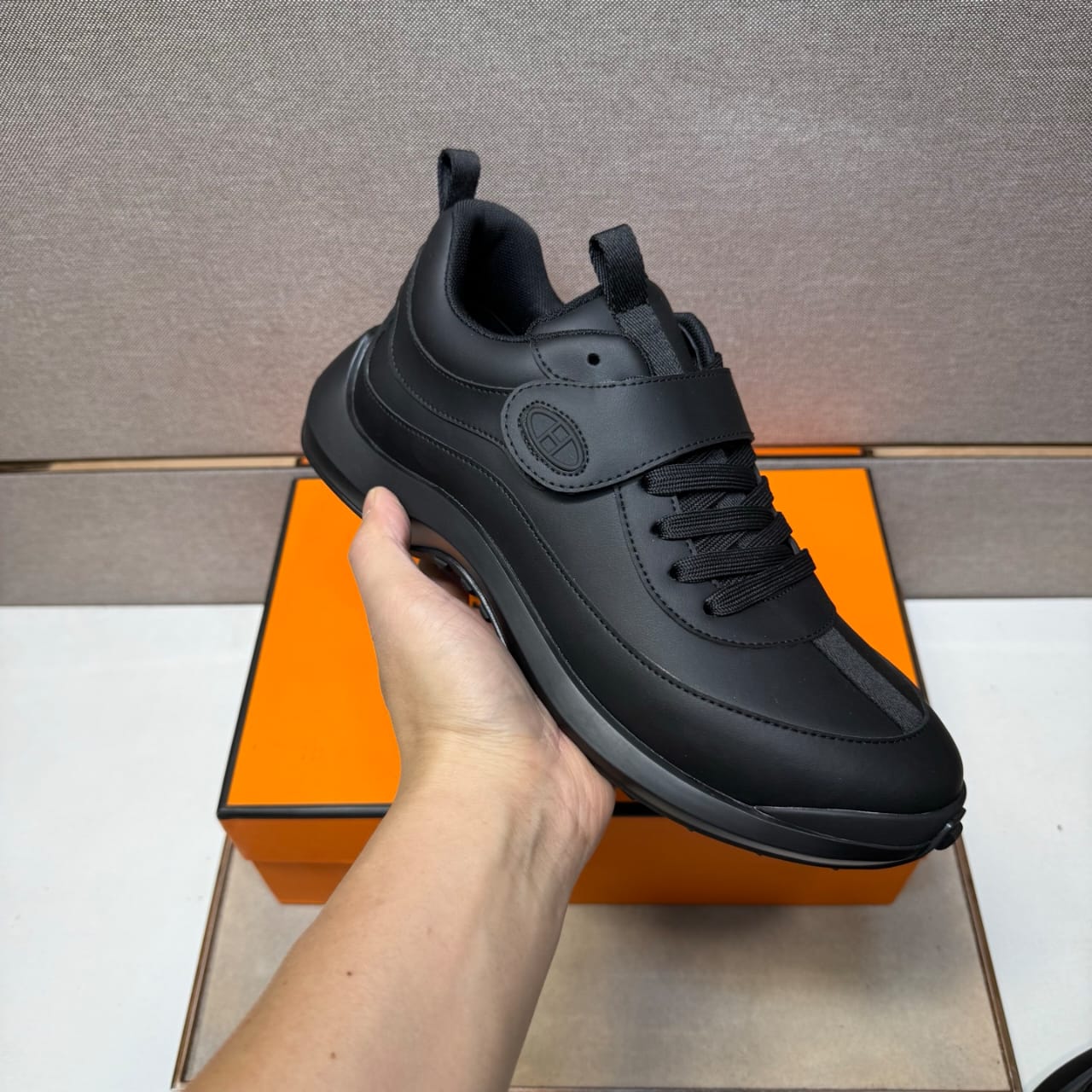 Hermès Loop Sneaker in Black Calfskin