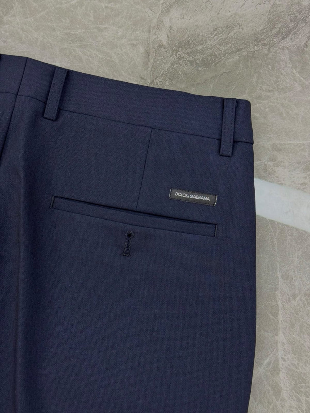 Dolce & Gabbana - Navy Tailored Suit with Gold Embroidered Crest