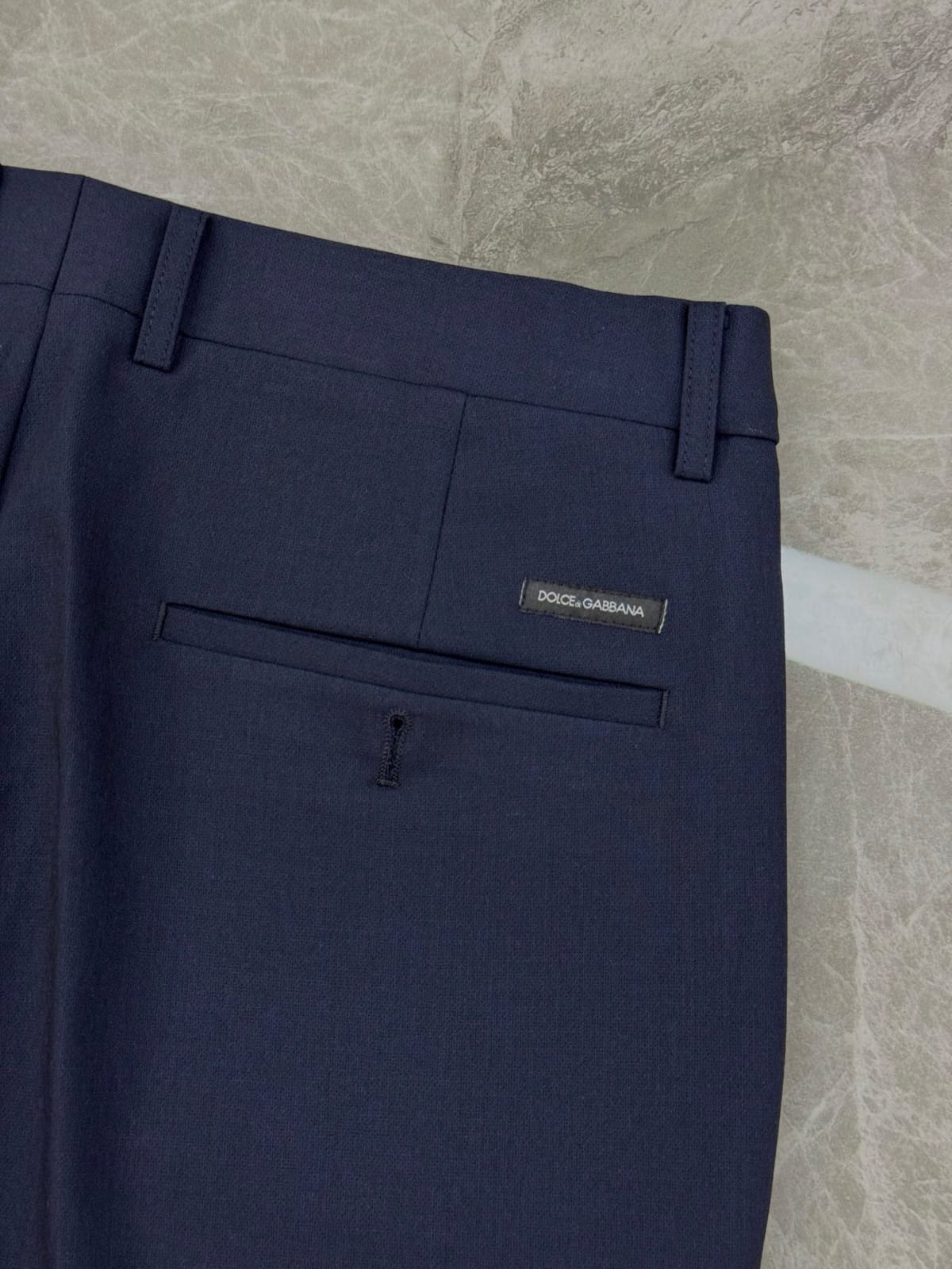 Dolce & Gabbana - Navy Tailored Suit with Gold Embroidered Crest
