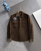 ZEGNA Men's Brown Fine-Wale Cotton Corduroy Overshirt