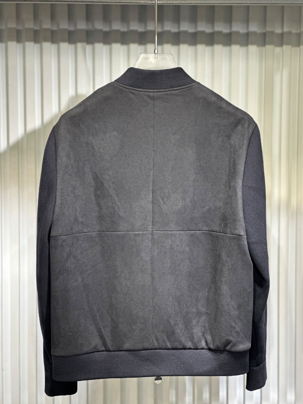Kiton - Men's Two-Tone Suede Black Bomber Jacket