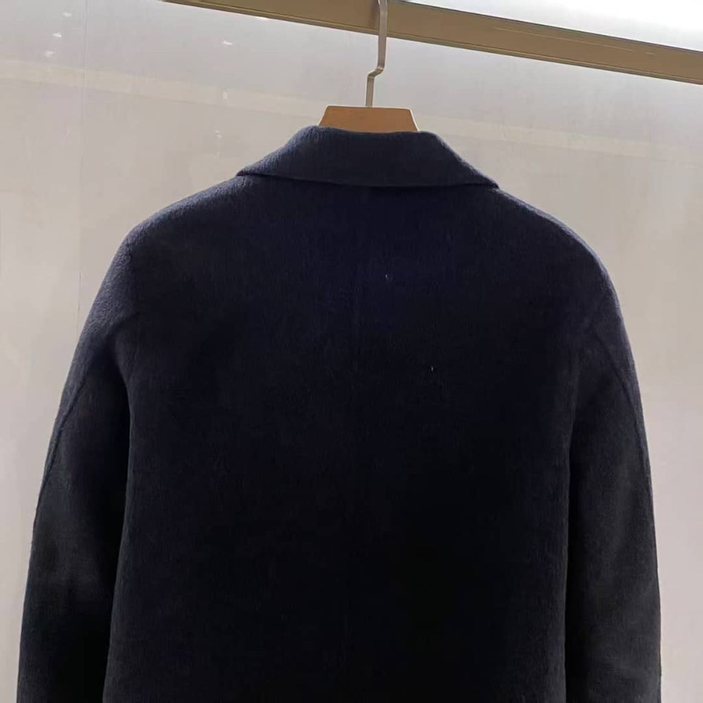 Men's Tailored Charcoal Wool Double-Breasted Overcoat
